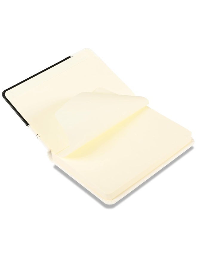 FIS® Hard Cover Notebook, Italian PU Materials, A6 Size, 240 Pages, Plain No Ruling, Round Corners with Elastic Band Closure, 70gsm Italian Ivory Paper, 1 Piece, White with Black Color-FSNBA6PL1504 - Image 5